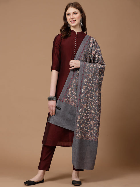 Women's Aari Embroidery Wool Shawl